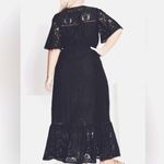 🆕 Aveology Dress Plus 16 1X Elegant Black Flutter Sleeve Lace Maxi Lacy NWT NEW Photo 3