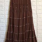 Krishna flowy brown 36” maxi dress with sequins size M elastic‎ waist (M Photo 0
