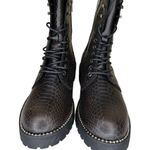 Very G  Conquest Ankle Boots Black Snakeskin Block Heel Lace Up Women’s Size 11 Photo 5