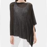 Eileen Fisher  black open mesh poncho in organic linen OS Photo 3