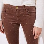 Loft NWT  Polka Dot Velvet Skinny Jeans Pants Size 25 Brown and Metallic Gold Photo 2