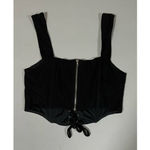 Kendall + Kylie  Black Tie-Up Lace-Up Corset Tank Crop Top Shirt Blouse Size S 🖤 Photo 3