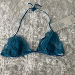 NWT Teal Blue Sheer Lace Stretch Bralette Sz Large Adjustable Photo 6