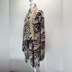 Lucky Brand Long Gray Black Purple & Yellow Aztec Design Open Front Cardigan M Photo 2