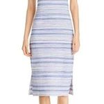 LYSSÉ New Lysse Stripe Knit Mulholland Midi Side Slit Sleeveless Tank Dress Blue Photo 0