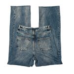 ZARA  High Waisted Wide Leg Raw Hem Ripped Knee Jeans, Sz 6 Photo 7