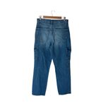 EXPRESS  - High Waisted Medium Wash Straight Ankle Cargo Jeans Sz 10 Long Photo 6