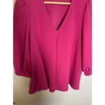 Pomander Place Orchid Hollis Top Puff Sleeve V Neck Fuschia Size Medium Pink Photo 4