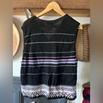Sigrid Olsen Sigird Olsen Sport Black and purple striped  Patterned Knit sweater Vest XL Photo 3