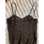 ANDREAMARAMON Evening Gown Beaded Straps Black Sheer Fishtail Photo 4