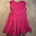 Knox Rose  Dress Womens Small Hot Pink Tiered Short Cap Sleeve Textured Pockets Photo 2