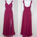 Azazie  burgundy‎ bridesmaid chiffon dress with side slit, size A10 Photo 1