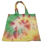 Cat Print Canvas Tye dye floral Rasta colors tote Bag Yellow Photo 1
