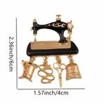 Vintage Style Sewing Machine Pin Badge Decorative Accessories Faux Fashion Jewel Gold Photo 4