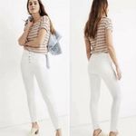 Madewell 9 Mid Rise Skinny Jeans in White Stepped with Button Fly, Size 28 Photo 1
