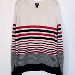 H&M Cream, Navy, & Red Striped Sweater L Photo 0