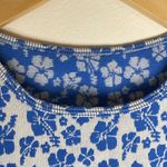 Forever 21  | Blue & White Hawaiian Hibiscus Print Ribbed Tank | M/L Photo 2