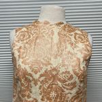 Foat Design NWT Cream Orange Metallic Linen Sleeveless Scalloped Hem Dress Size XS Photo 1