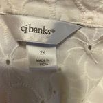cj banks  100% Cotton Floral Lace Button Up Roll Sleeve Plus Size 2x Embroidered Photo 5