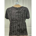 Anne Klein Black Striped Velvet Dolman Style Short Sleeve Top Sz M Photo 4