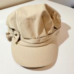 Womens Tan Newsboy Cap Bow Accent Cotton Twill Baker Boy Hat Photo 1