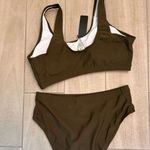 Tempt MeTwo Piece Scoop Neck Bikini Crop Top Sporty High Waisted bathing suit Green Size L Photo 3