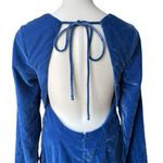 Free People NWT,  Chelsey Mini Dress Blue Velvet Open Back Bell Sleeves, Sz S Photo 10