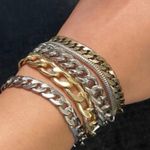 Jenny Bird Austin Cuff Two Tone Mixed Metals Chain Stack Bracelet Silver Gold Photo 2