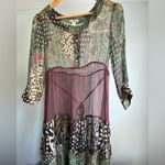 Kimchi Blue  Sheer Silk Dress Animal Print Patchwork Fairy Boho Festival Paisley Photo 9