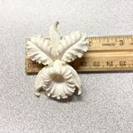Vintage Style White Floral Hand Carved Resin Orchid Brooch Statement Jewelry Pin Photo 8