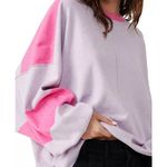 Free People Lavender Uptown Colorblock Drapey Oversized Pullover Sweater Top XS Photo 3