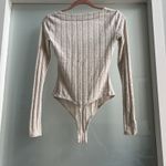 Free People  Intimately Free Square Neck Long Sleeve Ribbed Bodysuit Beige XS Photo 5