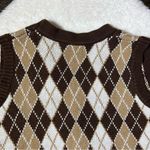 Oil Rice Brown Argyle Button Front Sweater Vest Size L Photo 6