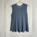 Adrianna Papell Slate Blue Pleated Blouse size S Photo 1
