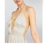 Cult Gaia silk off white halter open back backless Maxi Dress NEW Photo 6