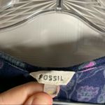 Fossil  Navy/Green Floral Print Scoop Neck Blouse Medium Photo 1