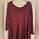 NWT Intro Red Black 3/4 Sleeve Tunic Top Mini Dress Size 2X Boho Peasant Photo 2