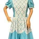 vintage Aqua & white Daisy overlay dress circular skirt size large Blue Photo 0