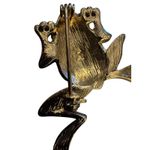LC Lauren Conrad Vtg Lauren Conrad Enamel Leaping Frog Brooch Gold Tone Rhinestone Pin Signed LC Photo 7