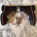 Marc Fisher NWOB WOMEN'S IZZIE LUGSOLE ANKLE BOOT BLACK AND IVORY HIKING Sz 5.5 Photo 5