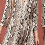 Anthropologie Maeve by  Juno Snake Print Dress‎ in Brown Size Extra Small Photo 0