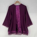 LOGO By Lori Goldstein Logo Lavish Purple Velvet Lace Cropped Flare Sleeve Swing Tunic Top Whimsygoth‎ Photo 8