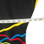 Citrine Shift Dress Women 12 Black Cap Sleeve Colorful Stripes Stretch Mod Retro Photo 10