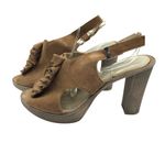 Sundance Catalog Sandals Block Heel Suede Peep Toe Ankle Strap Brown 40 US 9.5 Photo 2