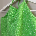 BP Halter Crop Top Neon Green Frosty Follard Floral Print Casual Neutral Photo 2