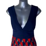 BCBG MaxAzria Rosalina Midi Dress Navy Red Geometric Size 4 NWT Photo 6
