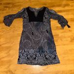 Soft Surroundings Paisley sheer Dress Crochet Detail Bell Sleeve Boho Medium Photo 9