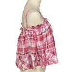Pilcro Anthropologie Shine Plaid Tank Top Size L Pink Ruffle Trim Swing Size L Photo 6