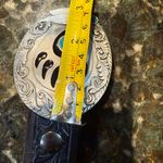 Siskiyou Vintage 1995 Bear Baw Silver Belt Buckle Black Leather Belt‎ 41” Photo 7