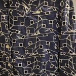 Rafael Essential navy long sleeve eyelet geo print cotton blue collar shirt L Size L Photo 5